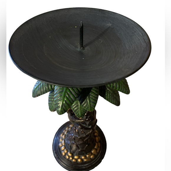 2 palm tree monkey pillar candle holders one short one tall - Picture 3 of 10